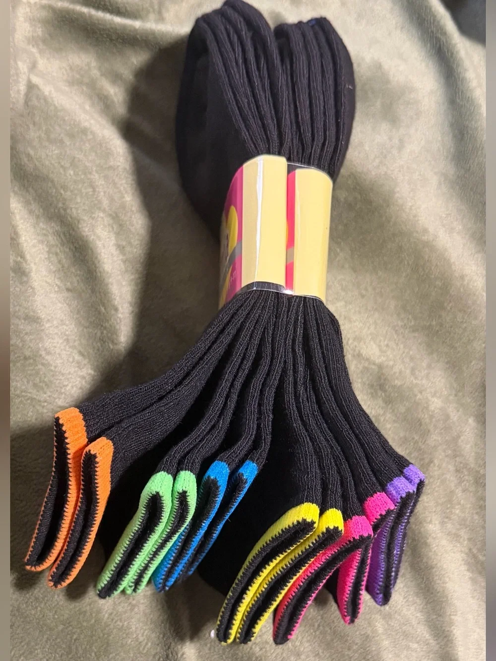 Mamia Black Ankle Socks with Colorful Trim - Pack